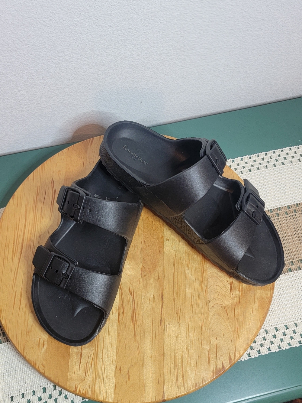 Goodfellow & Co Black Double-Buckle Slide Sandals